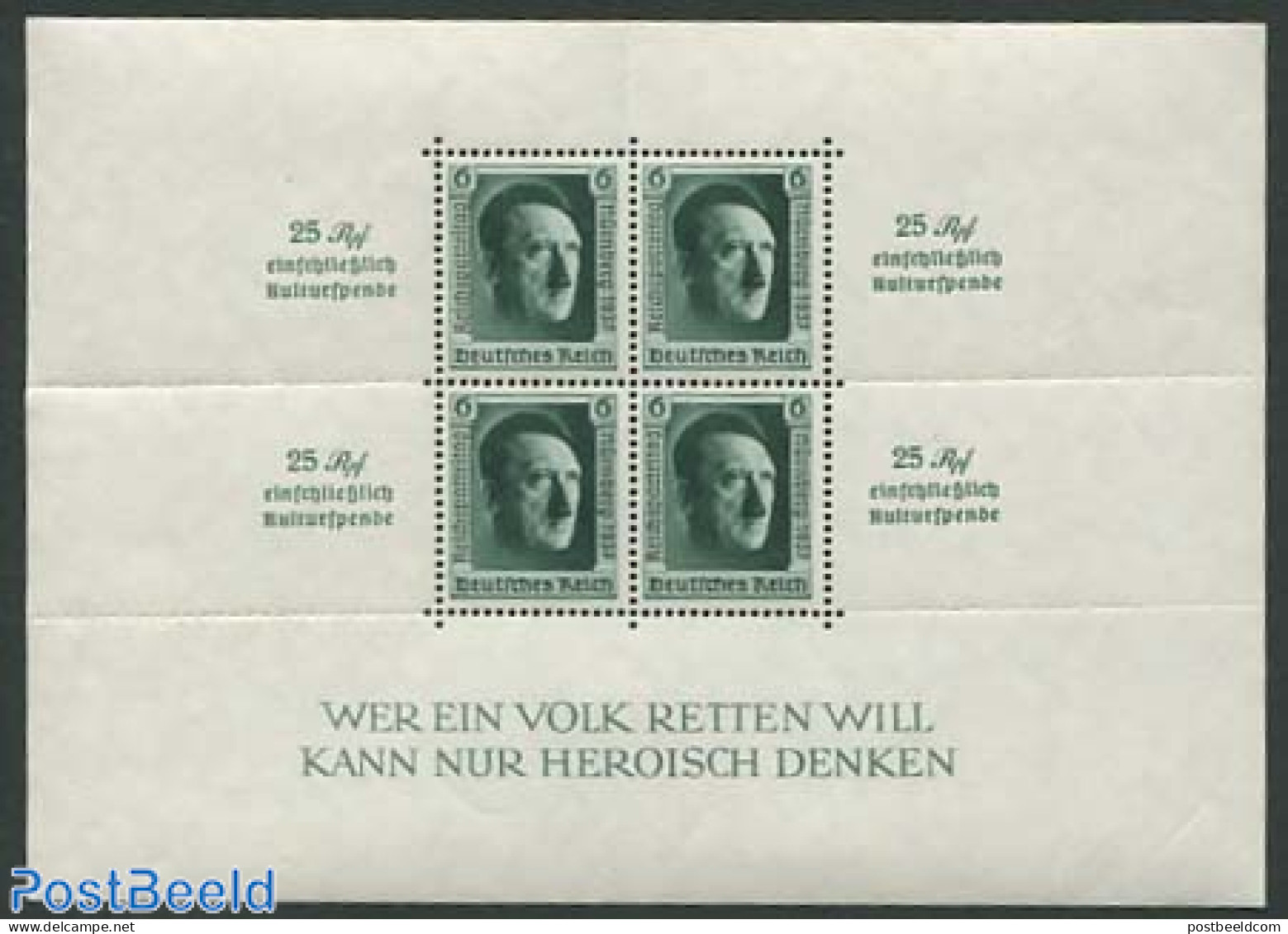 Germany, Empire 1937 Reichsparteitag Overprints S/s, Unused (hinged), History - Politicians - Bloques