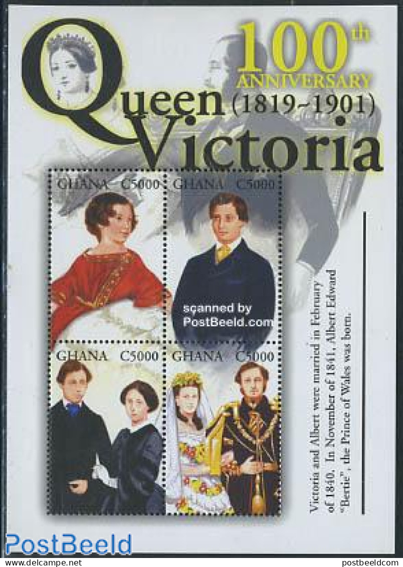 Ghana 2001 Queen Victoria 4v M/s, Mint NH, History - Kings & Queens (Royalty) - Königshäuser, Adel