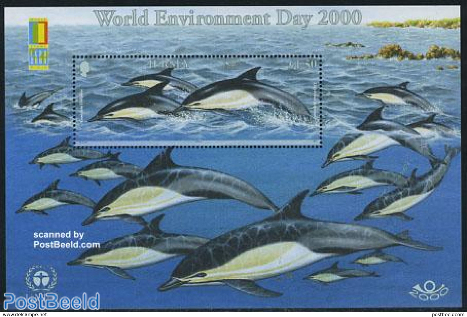 Jersey 2000 Stamp Expo 2000 S/s, Mint NH, Nature - Environment - Sea Mammals - Philately - Protezione Dell'Ambiente & Clima