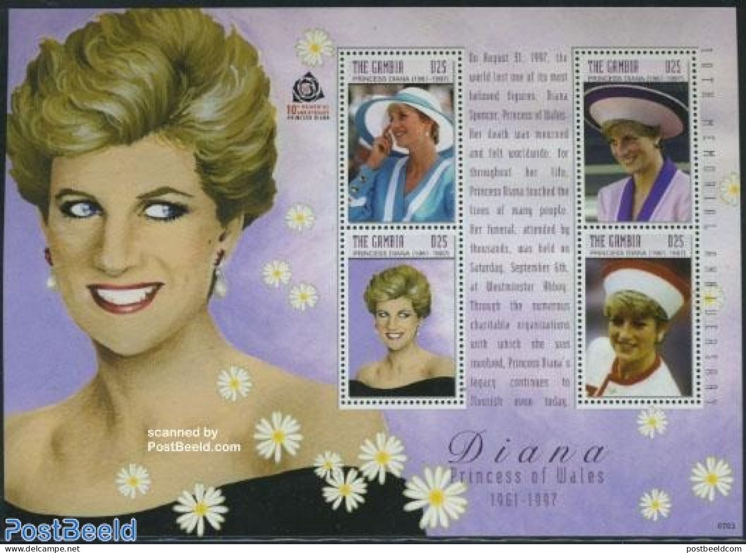 Gambia 2007 Death Of Diana 4v M/s, Mint NH, History - Charles & Diana - Kings & Queens (Royalty) - Königshäuser, Adel