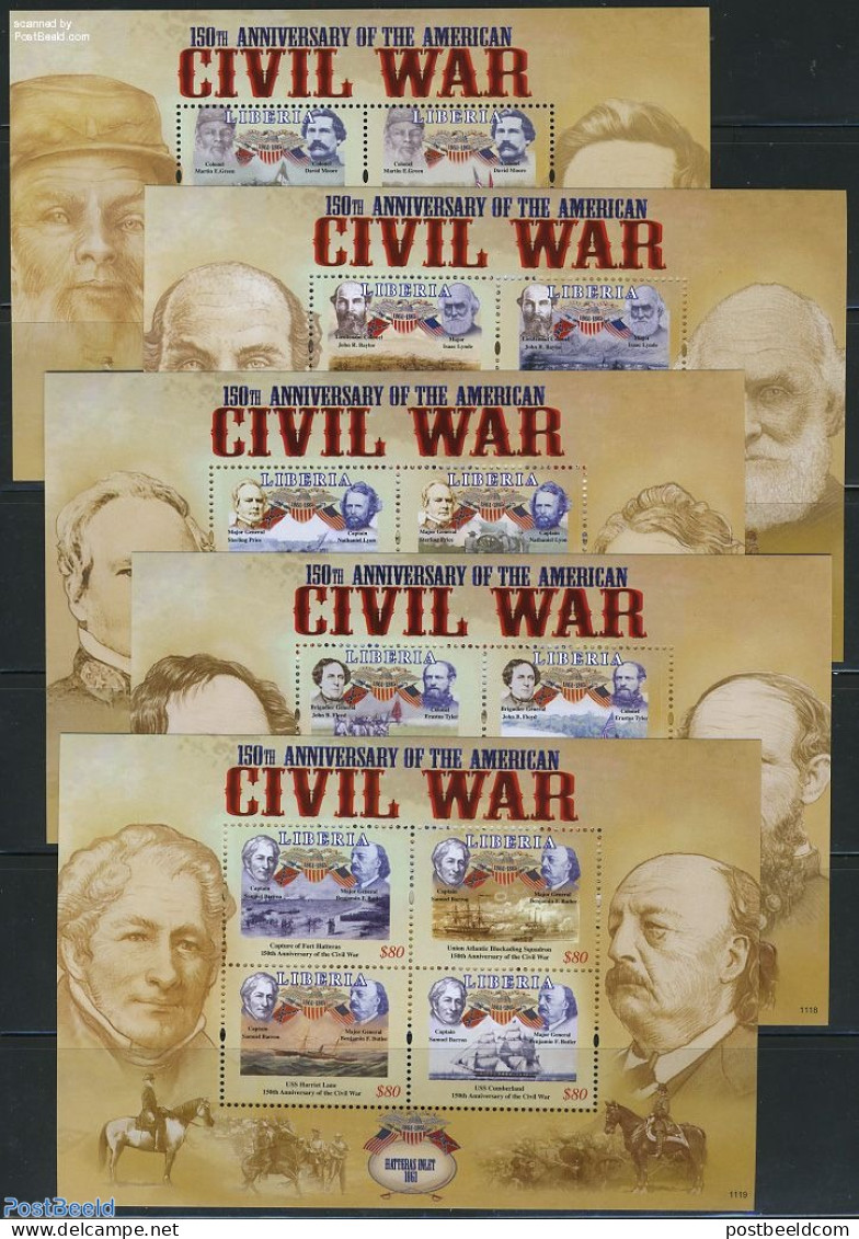 Liberia 2011 Civil War 20v (5 M/s), Mint NH, History - Transport - Militarism - Ships And Boats - Militares