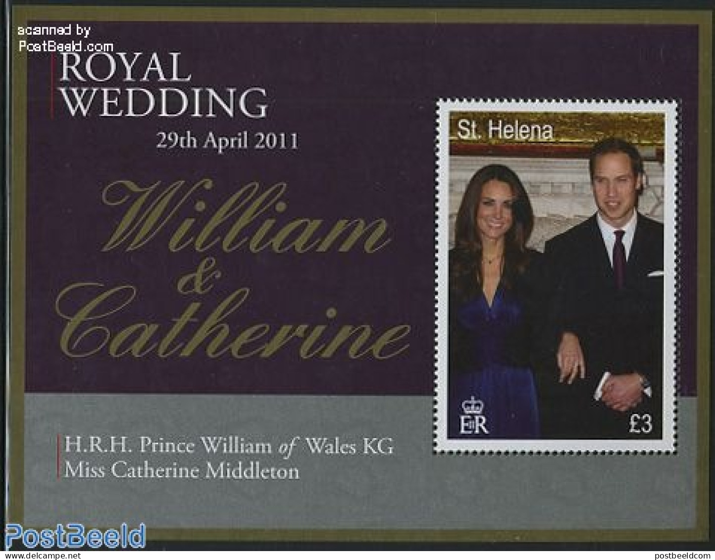 Saint Helena 2011 Royal Wedding William & Kate S/s, Mint NH, History - Kings & Queens (Royalty) - Königshäuser, Adel