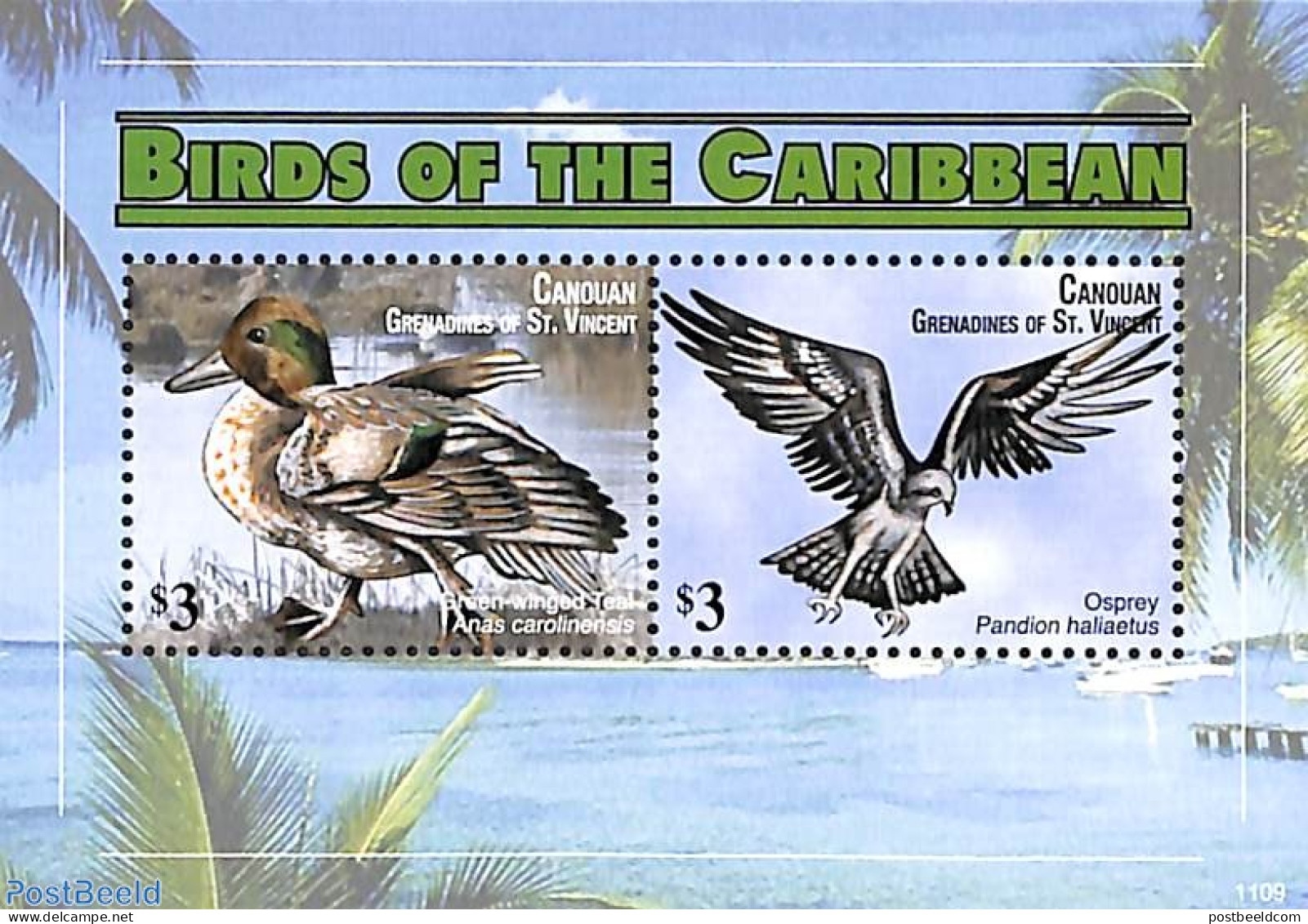 Saint Vincent & The Grenadines 2011 Birds Of The Caribbean 2v M/s, Mint NH, Nature - Birds - Ducks - St.Vincent E Grenadine