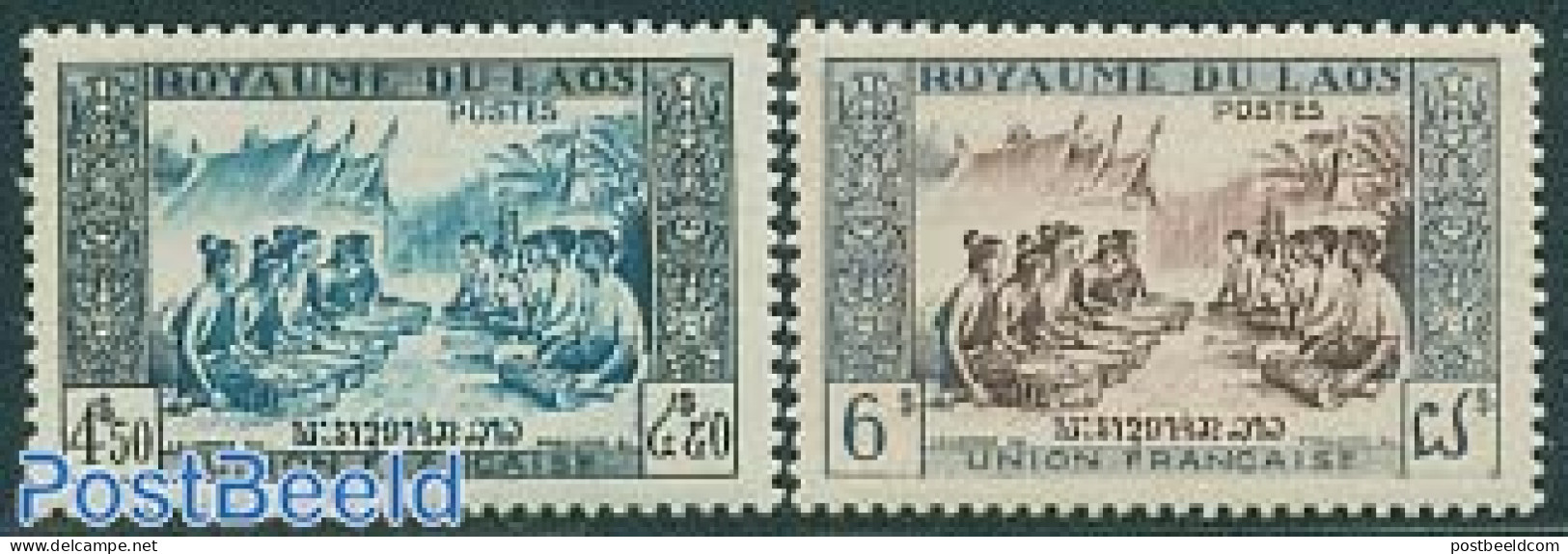 Laos 1953 Definitives, Folklore 2v, Mint NH, Performance Art - Various - Music - Folklore - Music