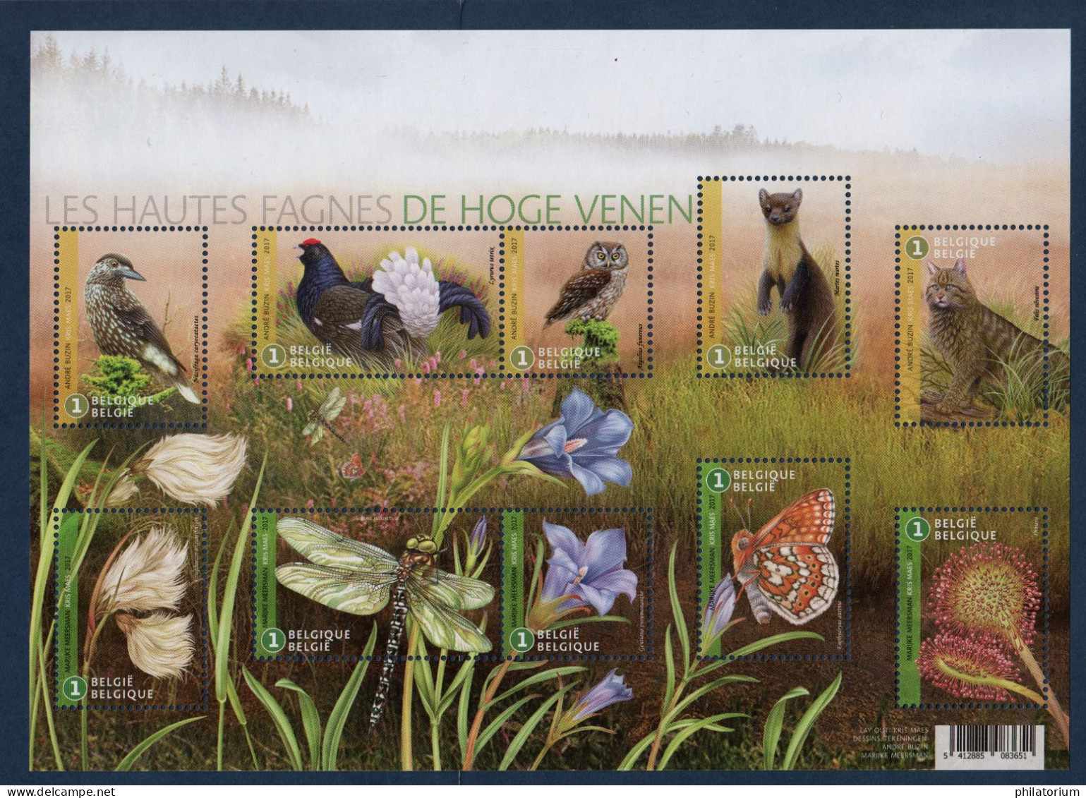 Belgique, België, **, Yv F4697, Mi 4773 à 4782KB, Bel BL 357, Les Hautes Fagnes, Faune Et Flore, - Nuovi