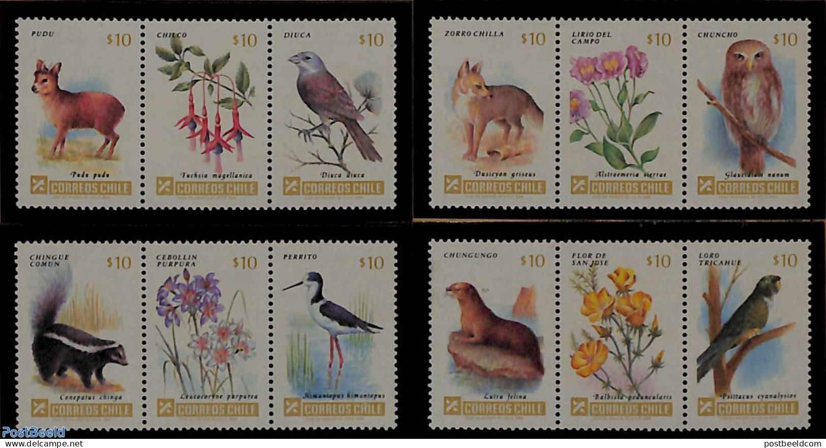 Chile 1985 DEFINITIVES 12V, Mint NH, Nature - Animals (others & Mixed) - Birds - Flowers & Plants - Owls - Chile