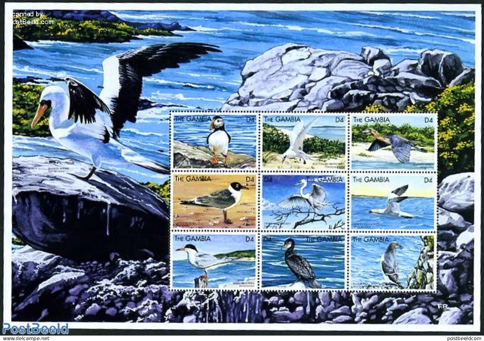 Gambia 1999 Sea Birds 9v M/s, Mint NH, Nature - Birds - Gambia (...-1964)