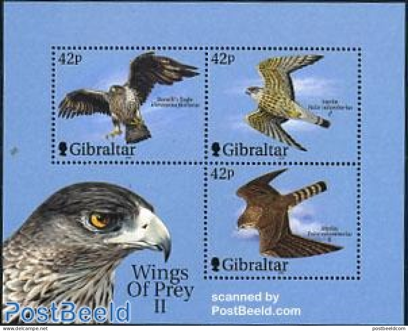 Gibraltar 2000 Birds Of Prey S/s, Mint NH, Nature - Birds - Birds Of Prey - Gibilterra