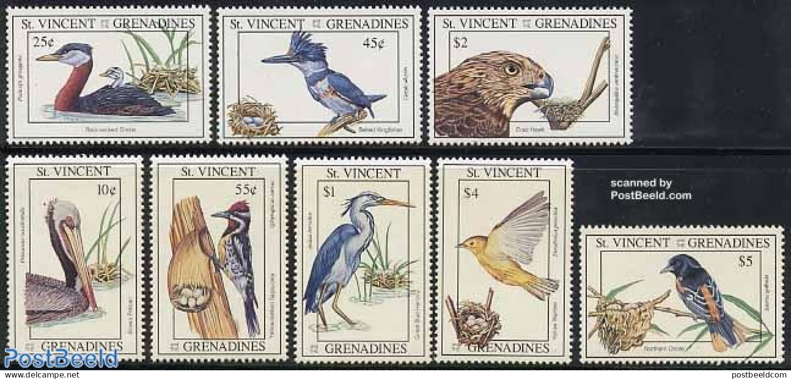 Saint Vincent 1993 Birds 8v, Mint NH, Nature - Birds - Kingfishers - Woodpeckers - St.Vincent (1979-...)