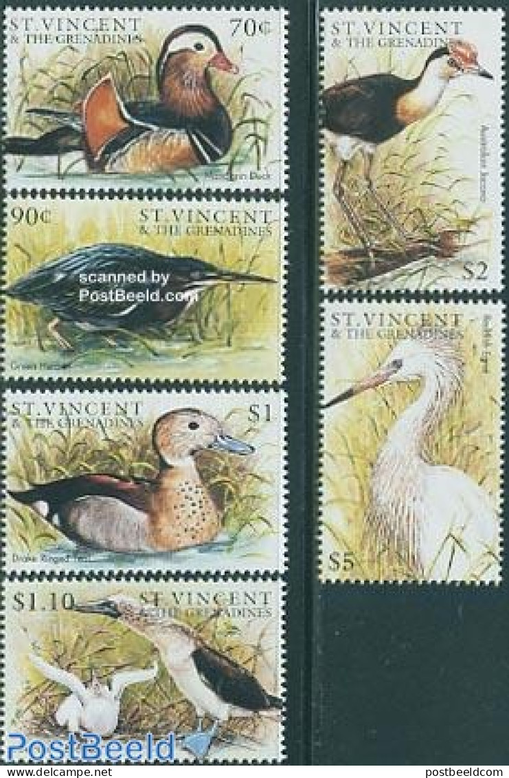 Saint Vincent 1997 Water Birds 6v, Mint NH, Nature - Birds - Ducks - Storks - St.Vincent (1979-...)