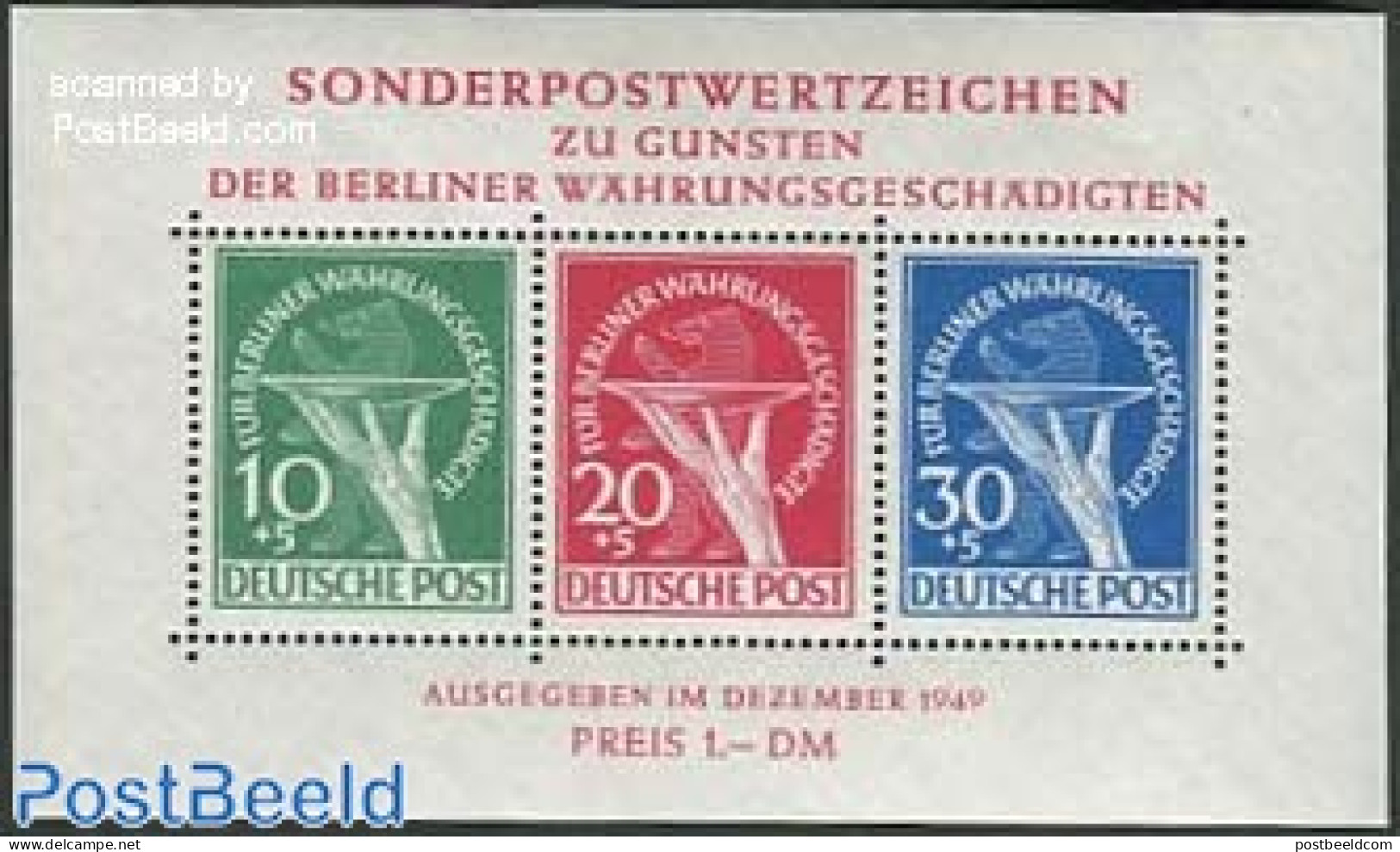 Germany, Berlin 1949 Berlin Fund S/s (with Attest), Mint NH - Blocks & Sheetlets