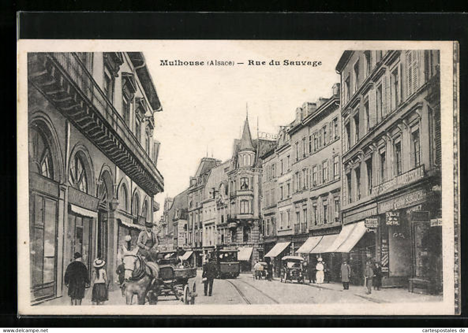 AK Mulhouse, Rue Du Sauvage, Tramway  - Strassenbahnen