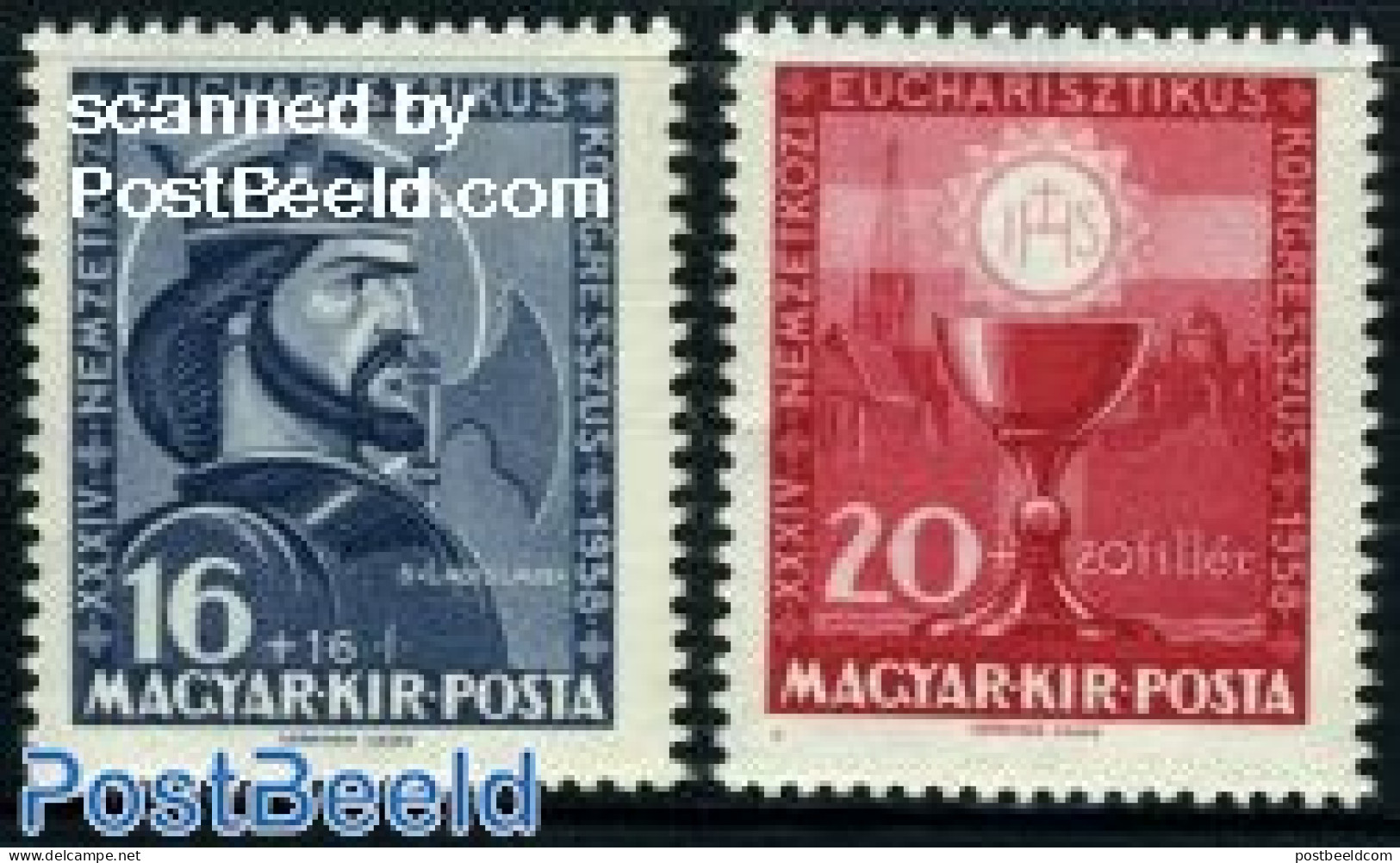 Hungary 1938 Eucharistic Congress 2v, Mint NH, Religion - Religion - Unused Stamps