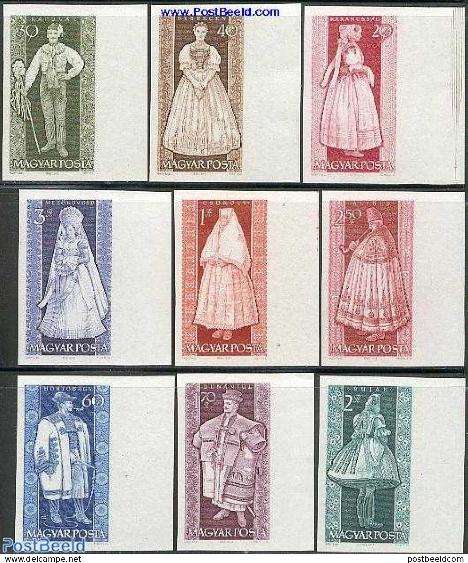 Hungary 1963 Costumes 9v Imperforated, Mint NH, Various - Costumes - Nuevos