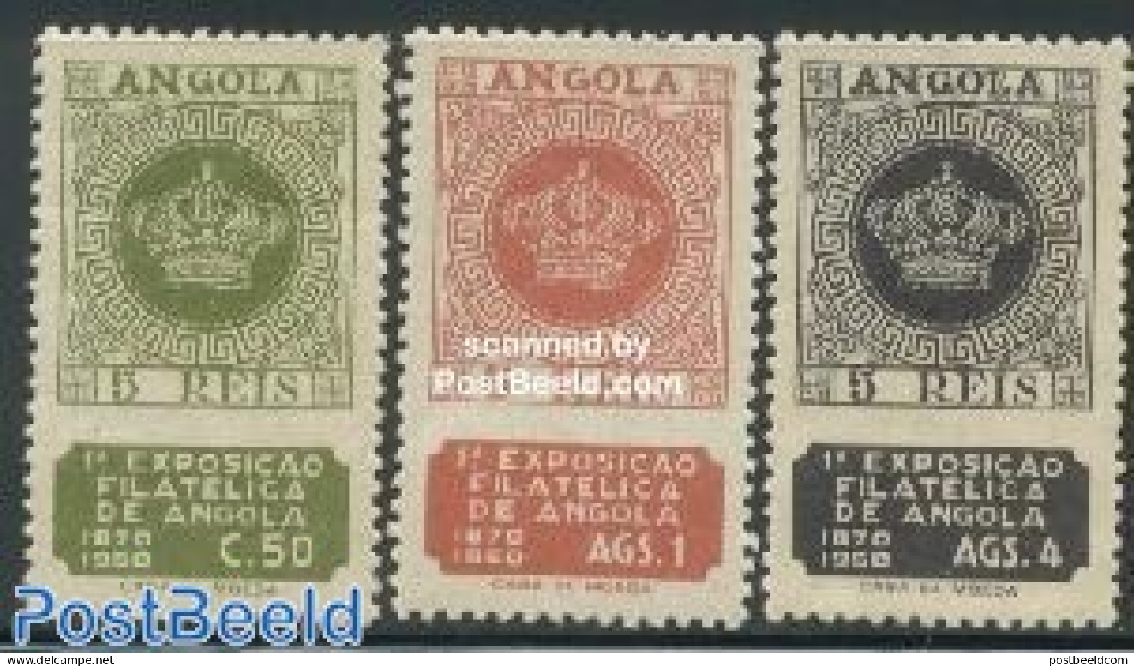 Angola 1950 Philatelic Exposition 3v, Mint NH, Stamps On Stamps - Briefmarken Auf Briefmarken