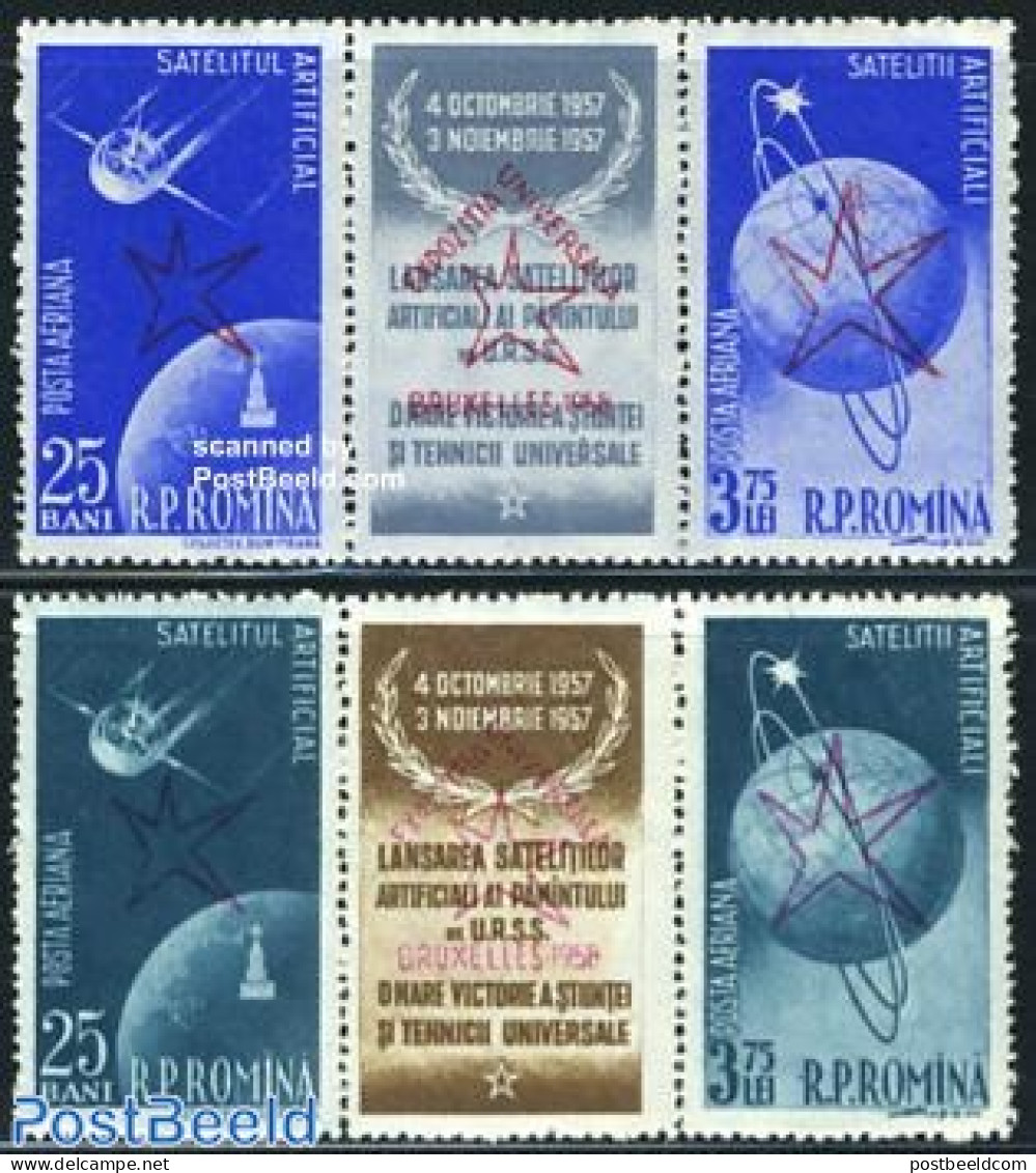 Romania 1958 World Expo 2x2v+tabs [:T:], Mint NH, Transport - Various - Space Exploration - World Expositions - Nuevos
