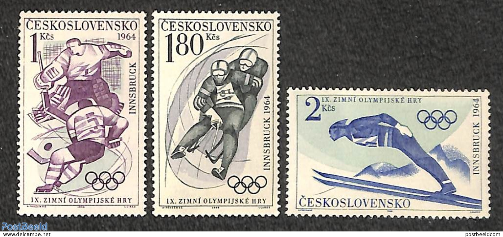 Czechoslovkia 1964 Olympic Winter Games 3v, Mint NH, Sport - Ice Hockey - Olympic Winter Games - Skiing - Altri & Non Classificati