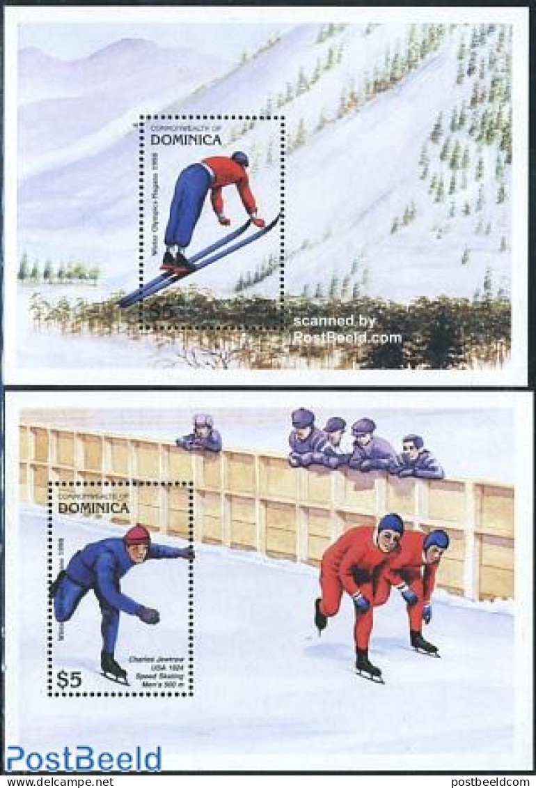 Dominica 1997 Olympic Winter Games Nagano 2 S/s, Mint NH, Sport - Olympic Winter Games - Skating - Skiing - Skiing