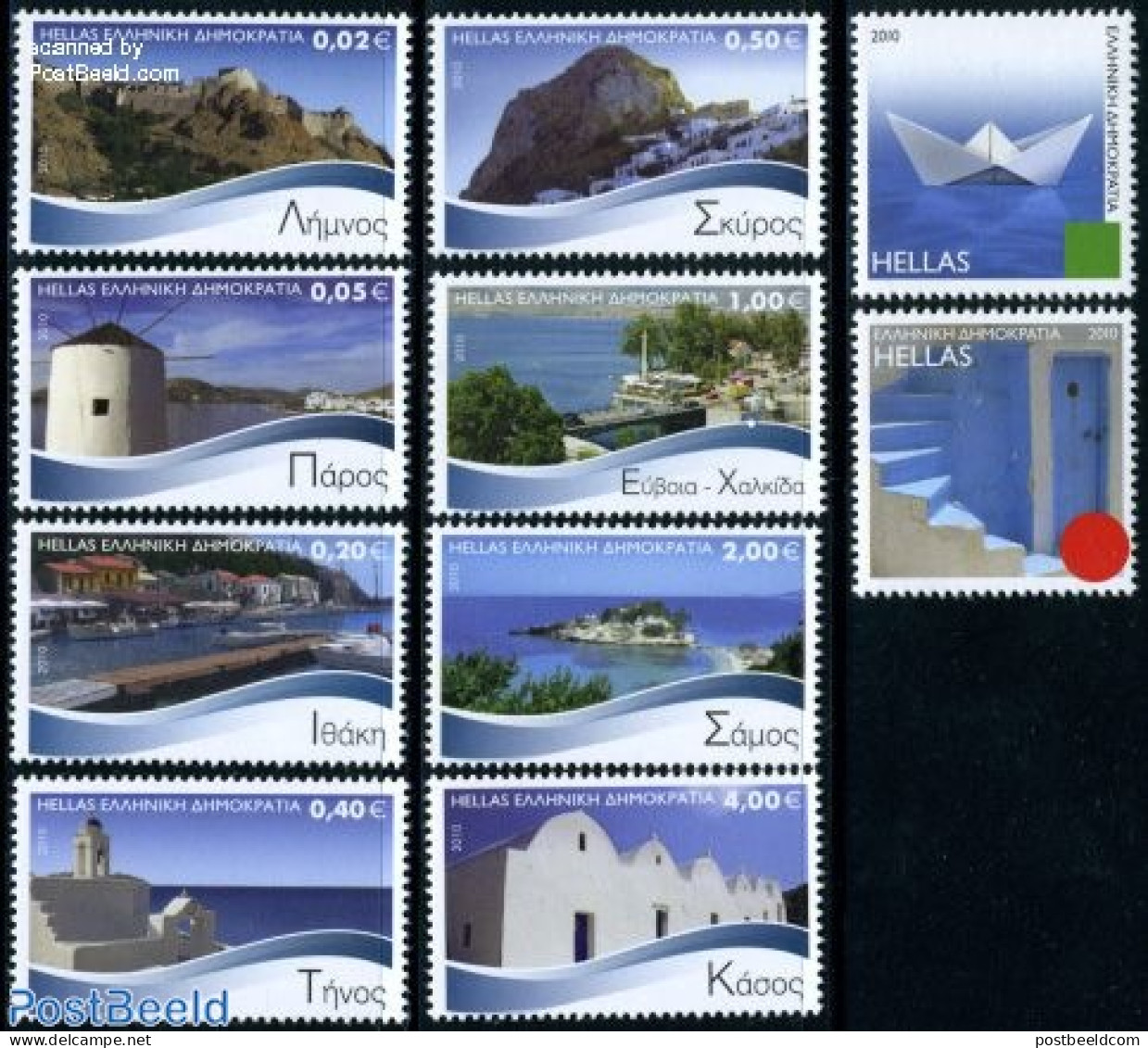 Greece 2010 Islands 10v, Mint NH, Transport - Various - Ships And Boats - Mills (Wind & Water) - Tourism - Nuovi