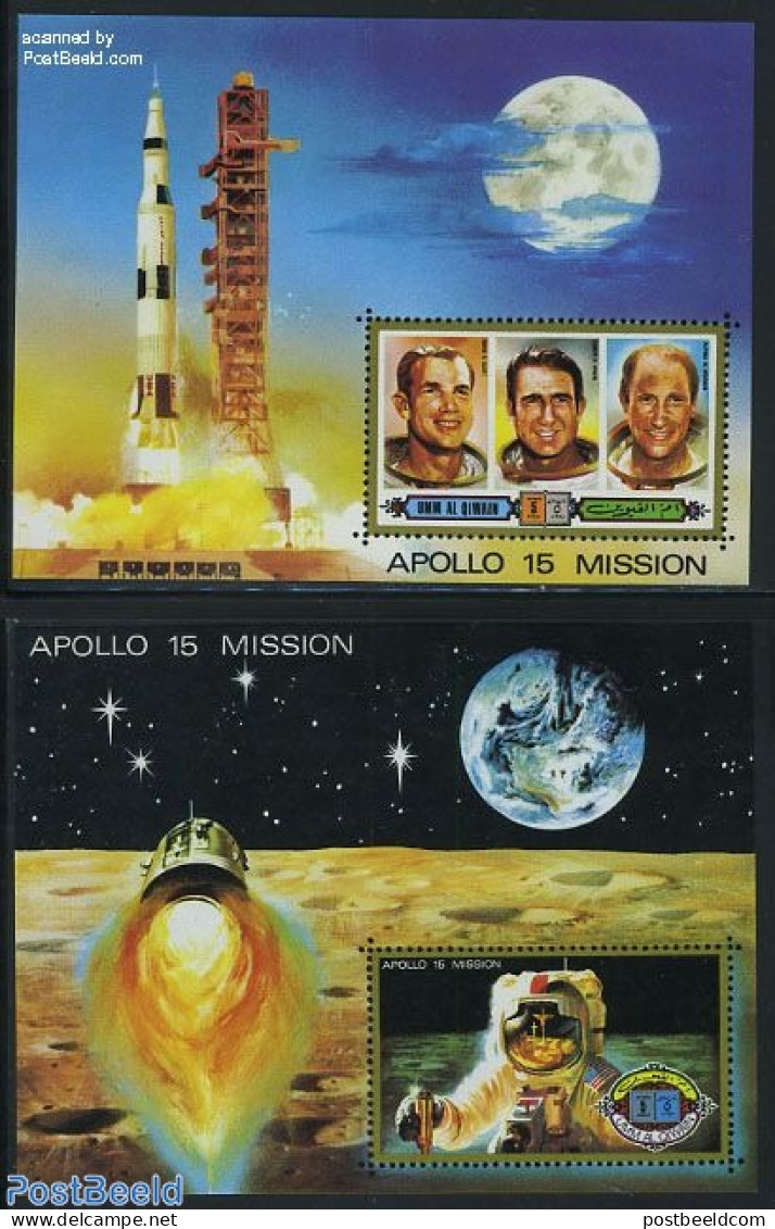 Umm Al-Quwain 1972 Apollo 15 2 S/s, Mint NH, Transport - Space Exploration - Umm Al-Qaiwain