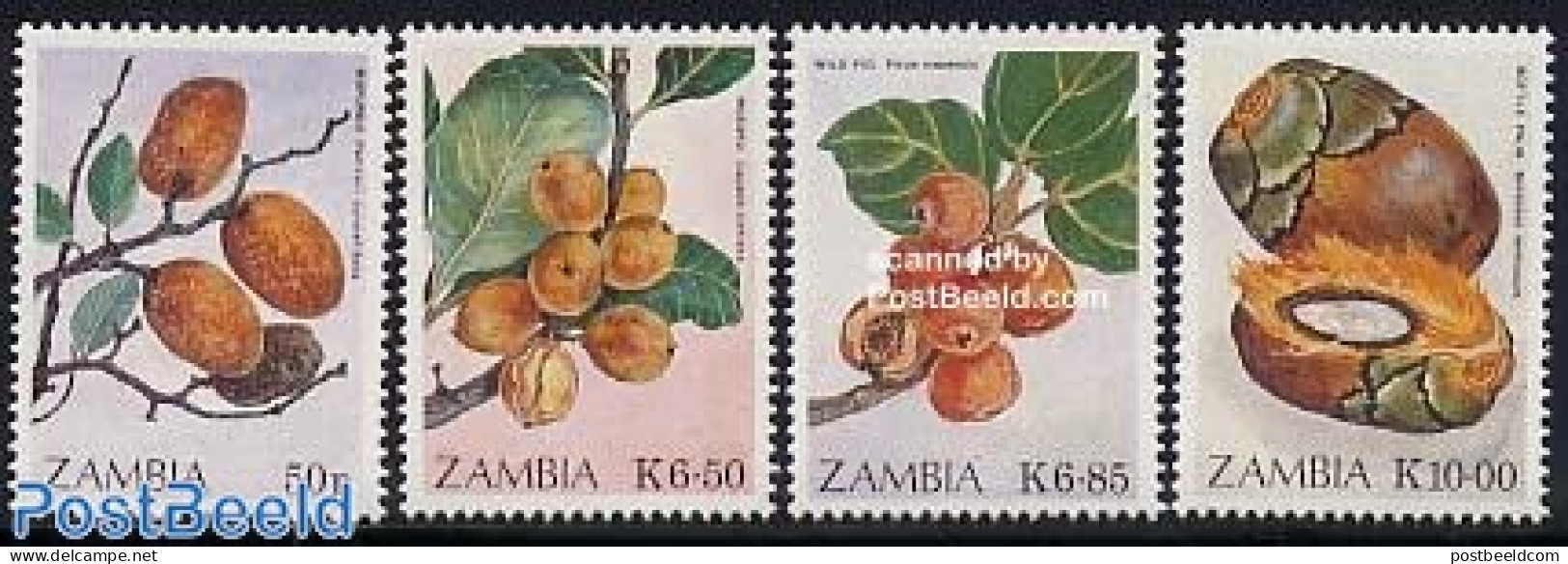 Zambia 1989 Fruits 4v, Mint NH, Nature - Fruit - Obst & Früchte