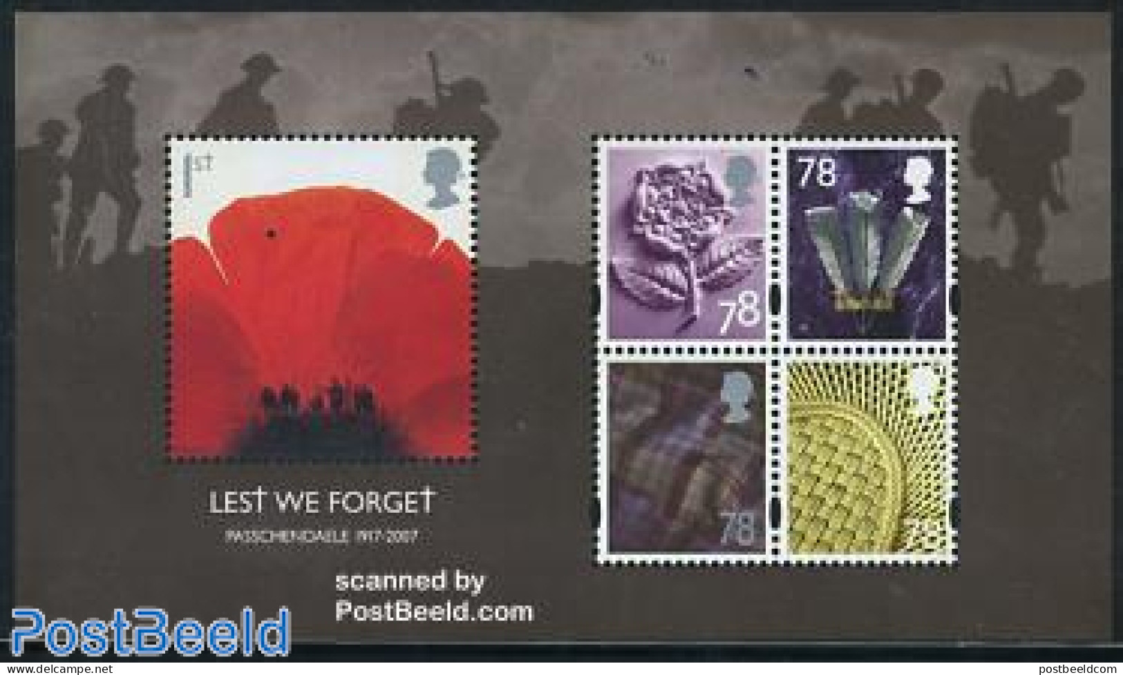 Great Britain 2007 Lest We Forget, Passchendaele 1917 S/s, Mint NH, Nature - Flowers & Plants - Ungebraucht