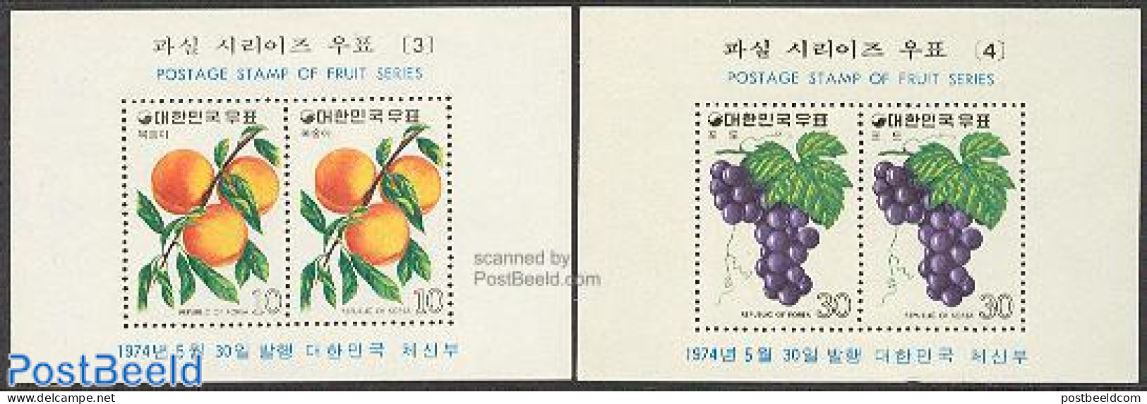 Korea, South 1974 Fruits 2 S/s, Mint NH, Nature - Fruit - Wine & Winery - Obst & Früchte