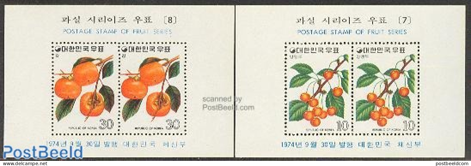 Korea, South 1974 Fruits 2 S/s, Mint NH, Nature - Fruit - Frutas