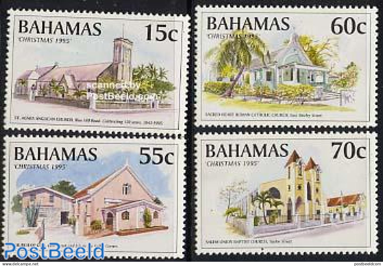 Bahamas 1995 Christmas 4v, Mint NH, Religion - Christmas - Churches, Temples, Mosques, Synagogues - Christmas