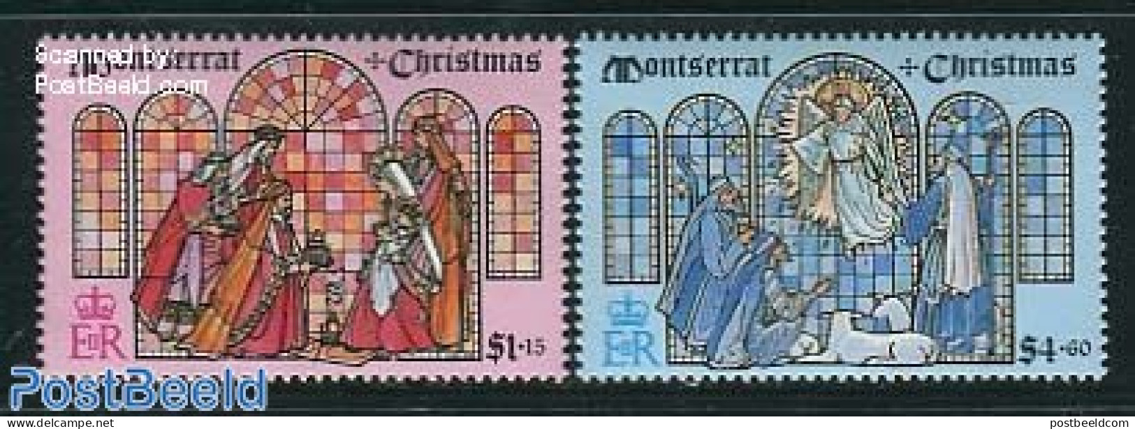 Montserrat 1992 Christmas 2v, Mint NH, Religion - Christmas - Art - Stained Glass And Windows - Natale