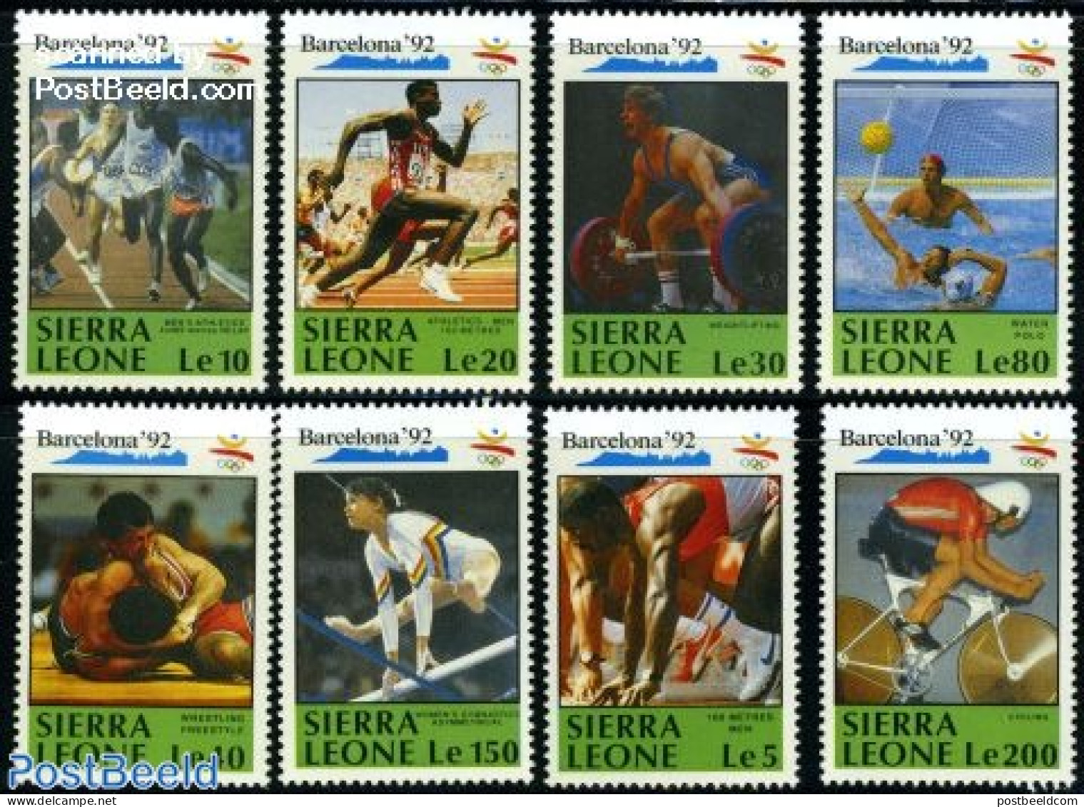 Sierra Leone 1990 Olympic Games 8v, Mint NH, Sport - Cycling - Gymnastics - Olympic Games - Weightlifting - Radsport