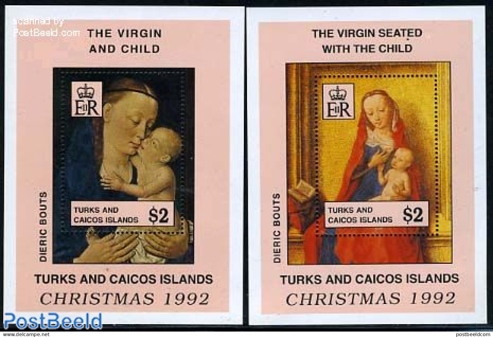 Turks And Caicos Islands 1992 Christmas 2 S/s, Mint NH, Religion - Christmas - Art - Paintings - Noël