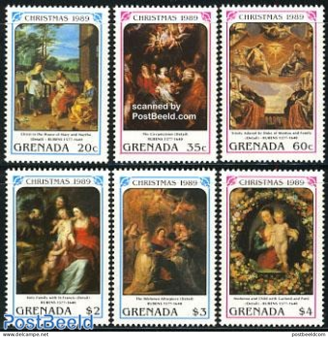 Grenada 1990 Christmas (1989) 6v, Rubens Paintings, Mint NH, Religion - Christmas - Art - Paintings - Rubens - Natale