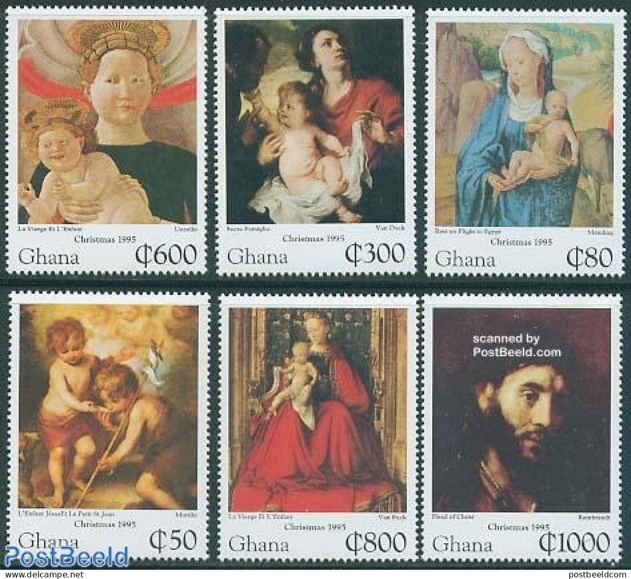 Ghana 1995 Christmas 6v, Mint NH, Religion - Christmas - Art - Paintings - Noël