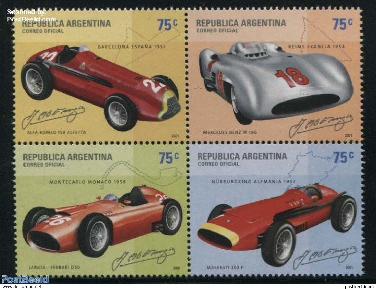 Argentina 2001 Racing Cars 4v [+], Mint NH, Sport - Transport - Autosports - Automobiles - Art - Handwriting And Autog.. - Nuovi