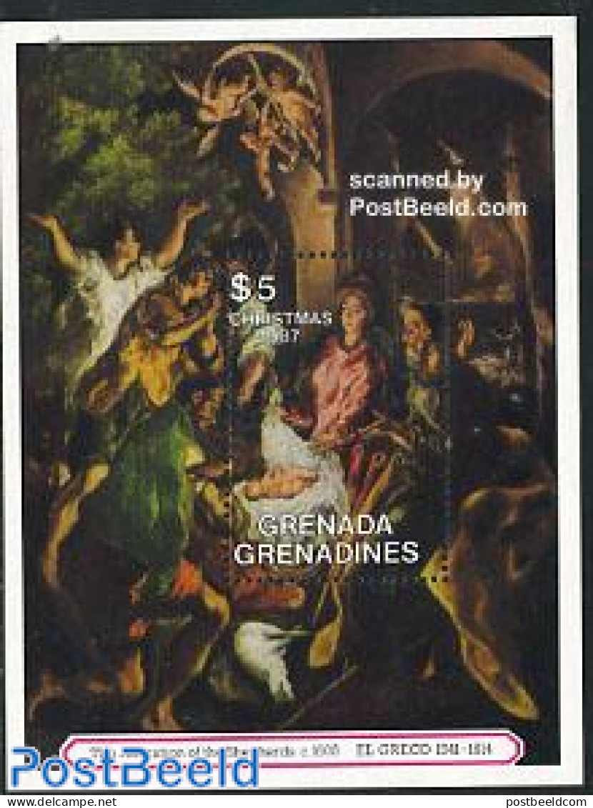Grenada Grenadines 1987 Christmas, El Greco Painting S/s, Mint NH, Religion - Christmas - Art - Paintings - Noël