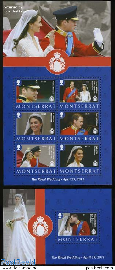 Montserrat 2011 Royal Wedding, William & Kate 2 S/s, Mint NH, History - Kings & Queens (Royalty) - Königshäuser, Adel