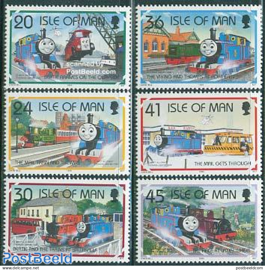 Isle Of Man 1995 Thomas Locomotive 6v, Mint NH, Transport - Railways - Art - Children's Books Illustrations - Treinen