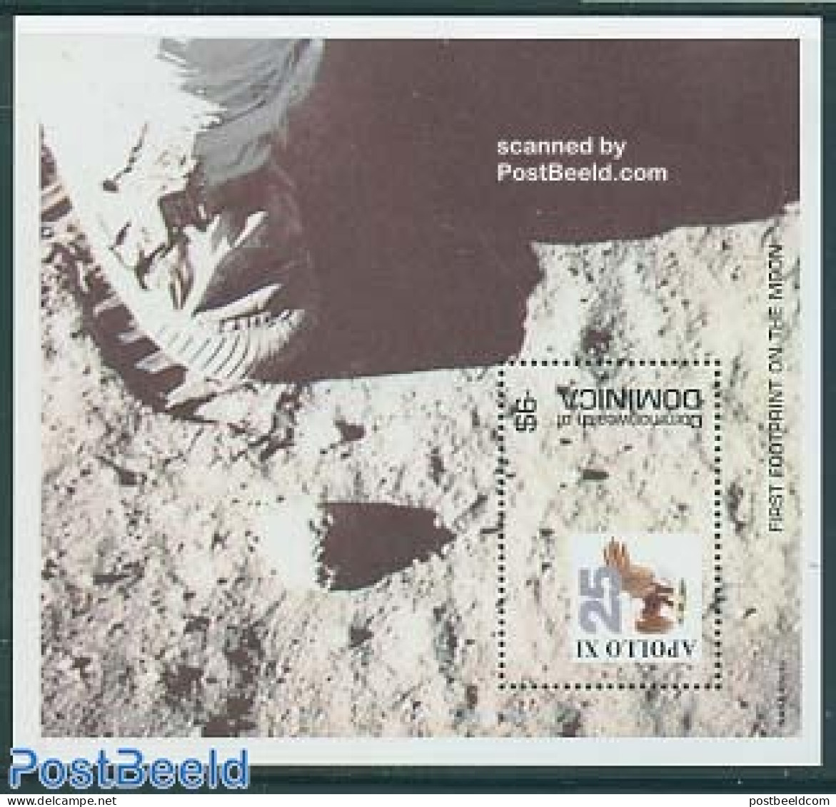 Dominica 1994 25 Years Moonlanding S/s, Mint NH, Transport - Space Exploration - Dominicaanse Republiek