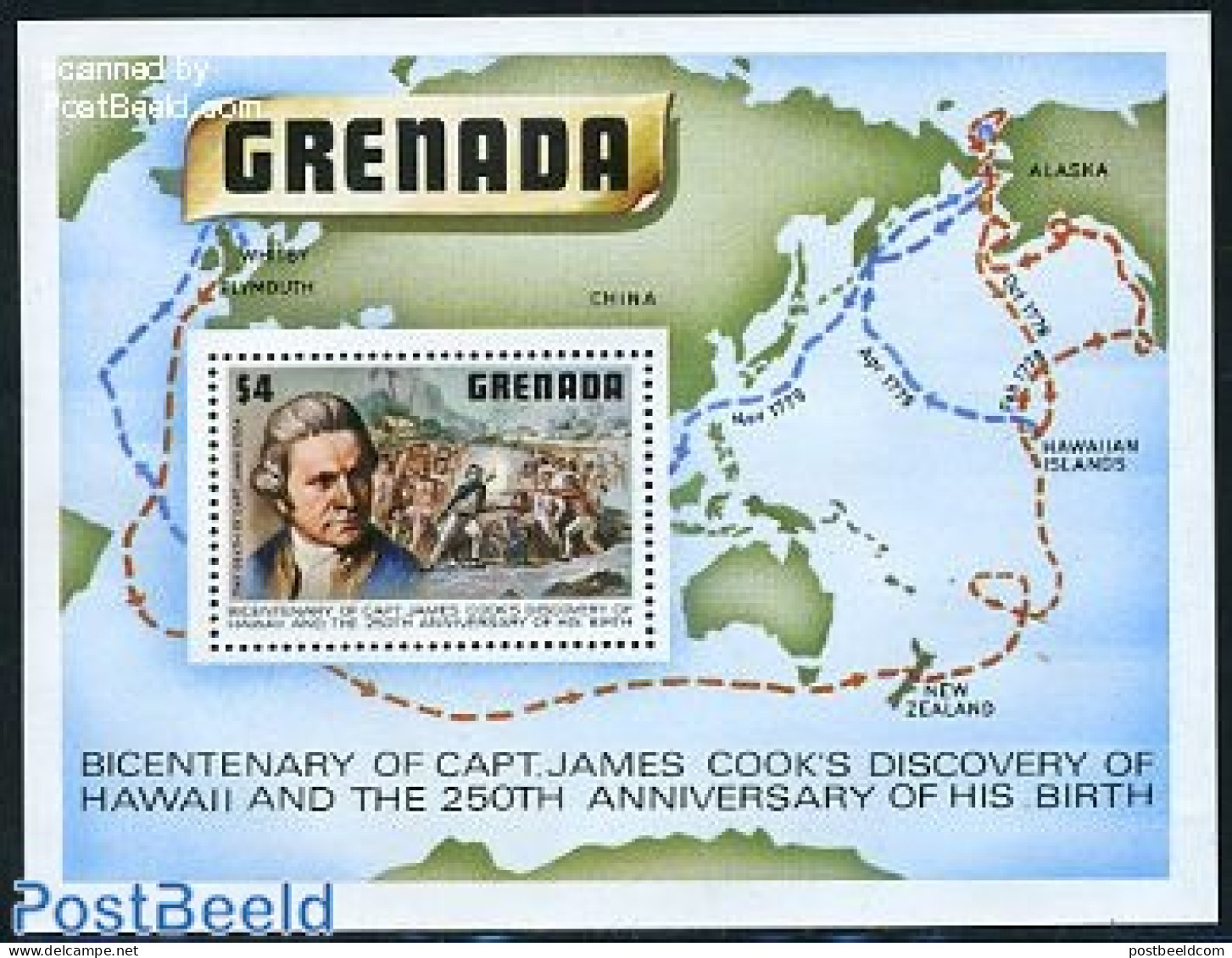 Grenada 1978 James Cook S/s, Mint NH, History - Various - Explorers - Maps - Explorers