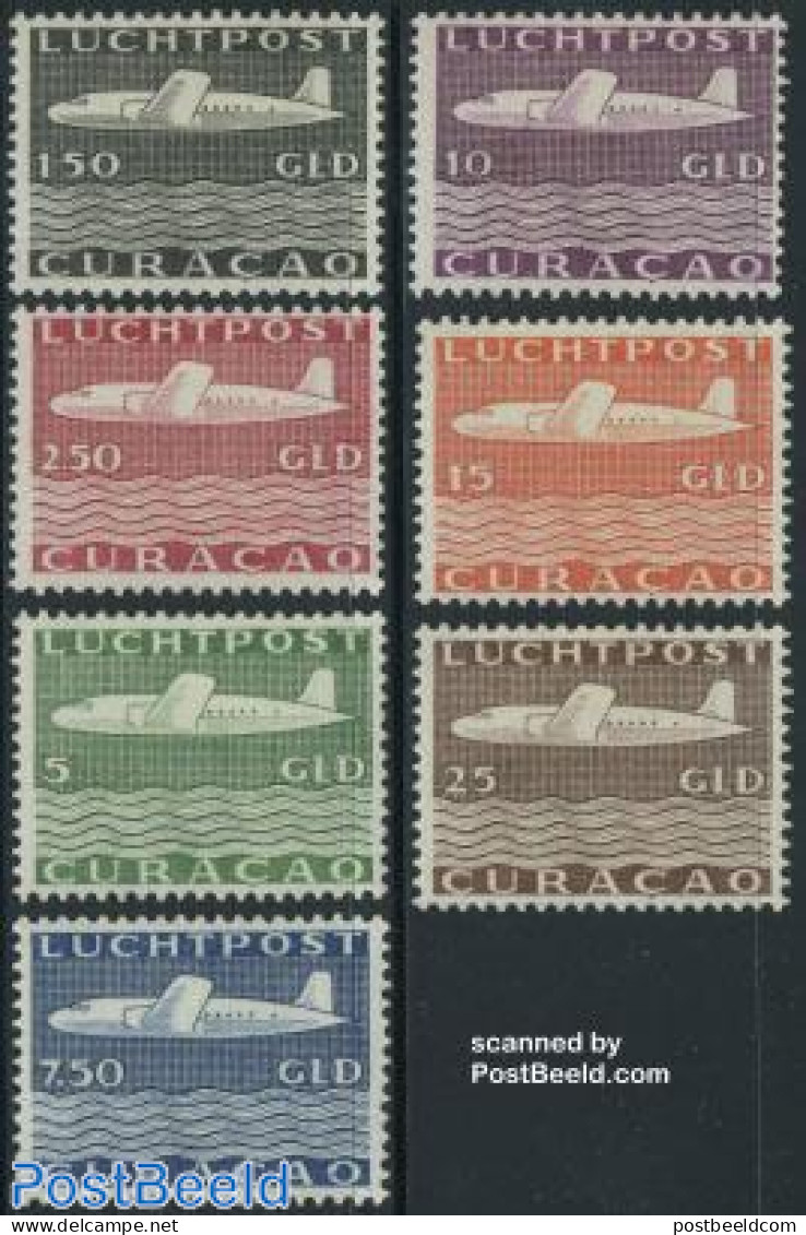 Netherlands Antilles 1947 Airmail Definitives 7v, Mint NH, Transport - Aircraft & Aviation - Vliegtuigen