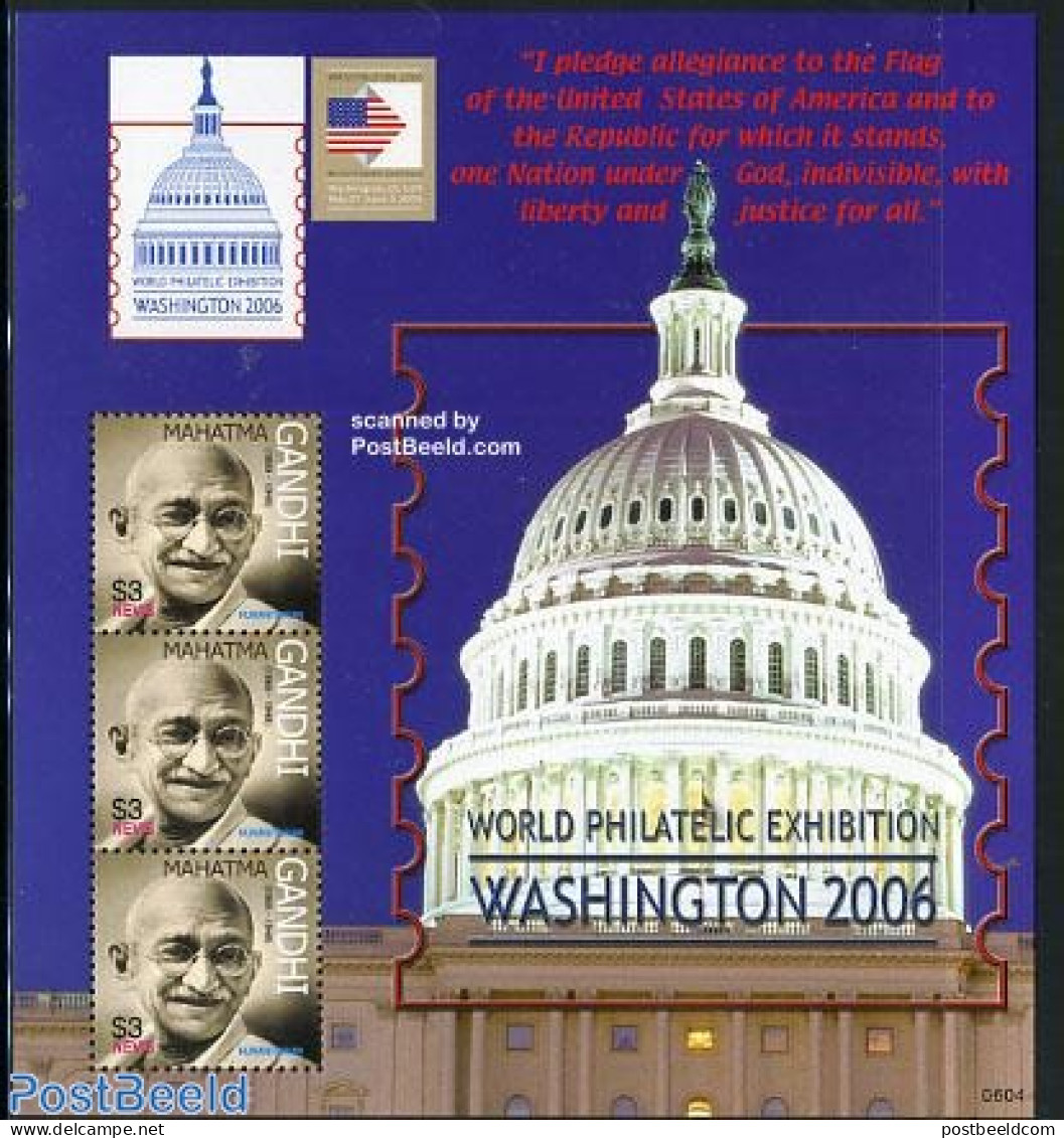 Nevis 2006 Washington 2006, Gandhi M/s, Mint NH, History - Gandhi - Philately - Mahatma Gandhi