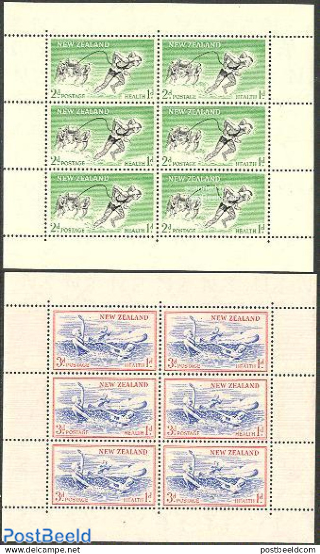 New Zealand 1957 Health 2 M/s, Mint NH, Health - Sport - Health - Swimming - Nuevos