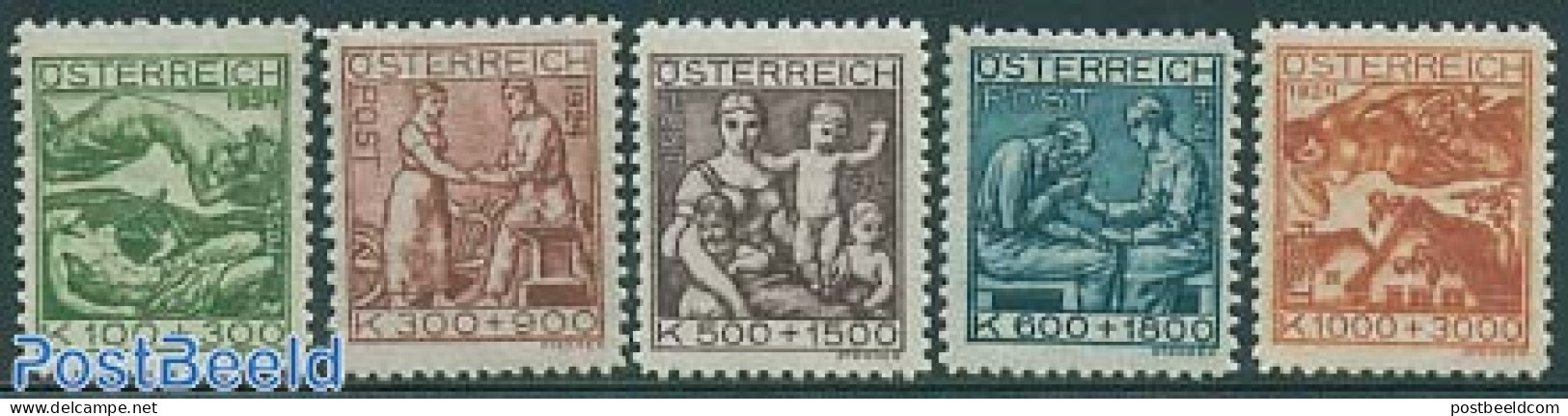 Austria 1924 Youth Welfare 5v, Mint NH, Health - Anti Tuberculosis - Health - Ongebruikt