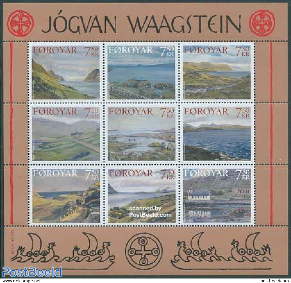 Faroe Islands 2005 Waagstein Paintings 9v M/s, Mint NH, Religion - Churches, Temples, Mosques, Synagogues - Art - Mode.. - Iglesias Y Catedrales