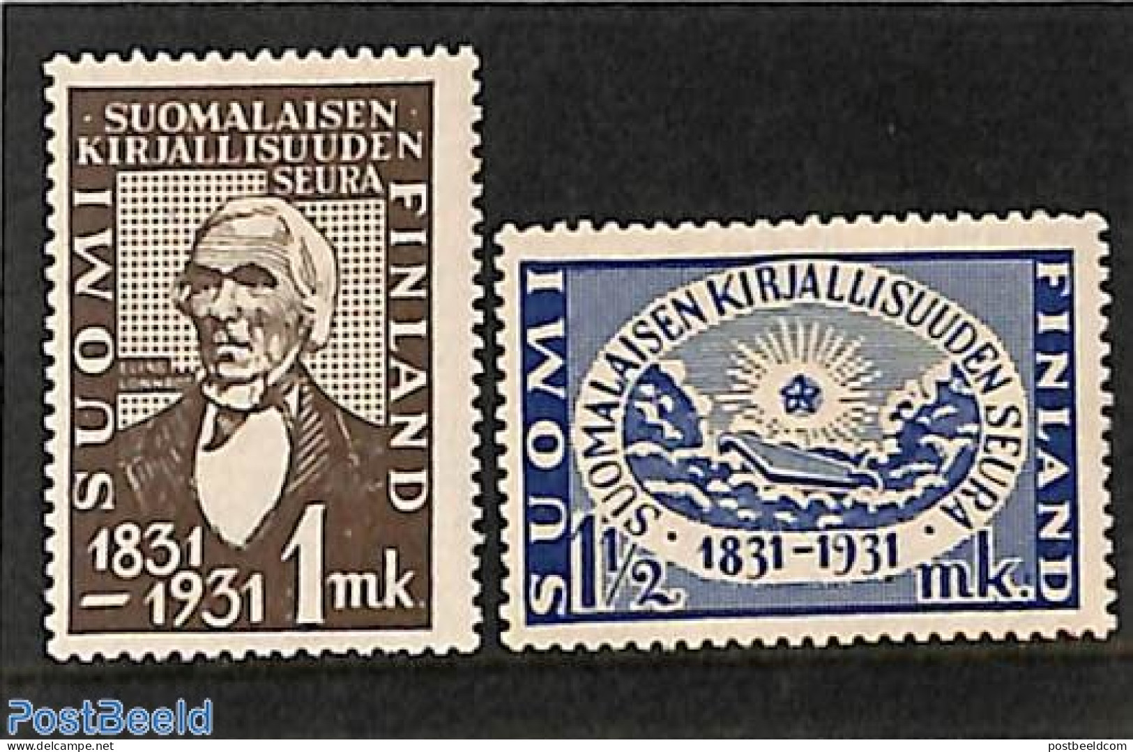 Finland 1931 Literary Association 2v, Unused (hinged), Health - Health - Art - Authors - Nuevos