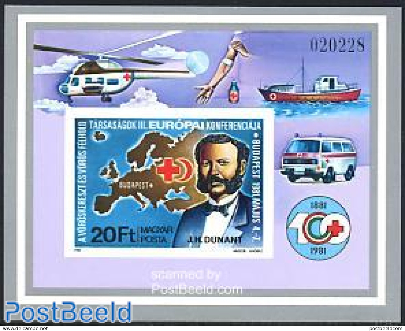 Hungary 1981 Red Cross Conference S/s Imperforated, Mint NH, Health - Transport - Various - Red Cross - Helicopters - .. - Unused Stamps