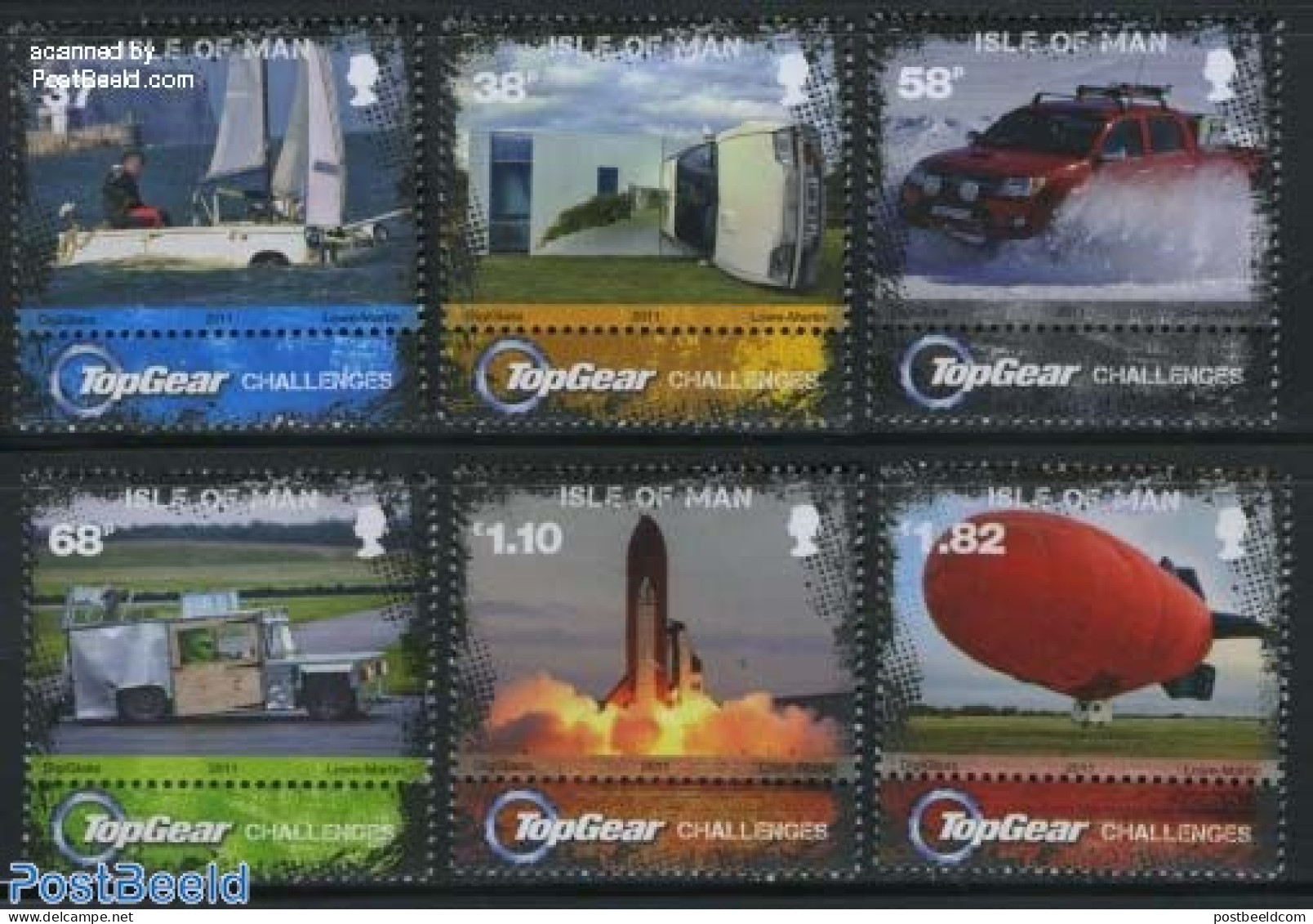 Isle Of Man 2011 Top Gear Challenges 6v, Mint NH, Transport - Automobiles - Balloons - Ships And Boats - Space Explora.. - Cars