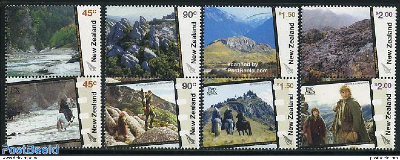 New Zealand 2004 Tolkien, Middle Earth 4x2v [:], Mint NH, Nature - Performance Art - Horses - Film - Art - Science Fic.. - Nuovi
