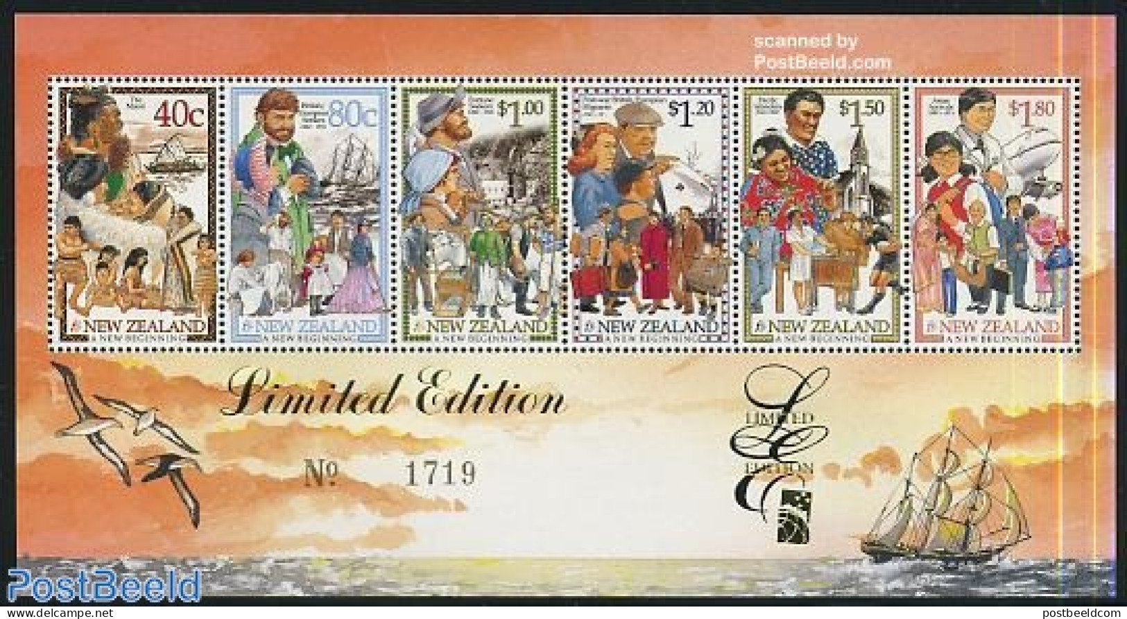 New Zealand 1998 Millennium, Immigrants S/s, Limited Edition, Mint NH, Transport - Various - Aircraft & Aviation - Shi.. - Nuovi